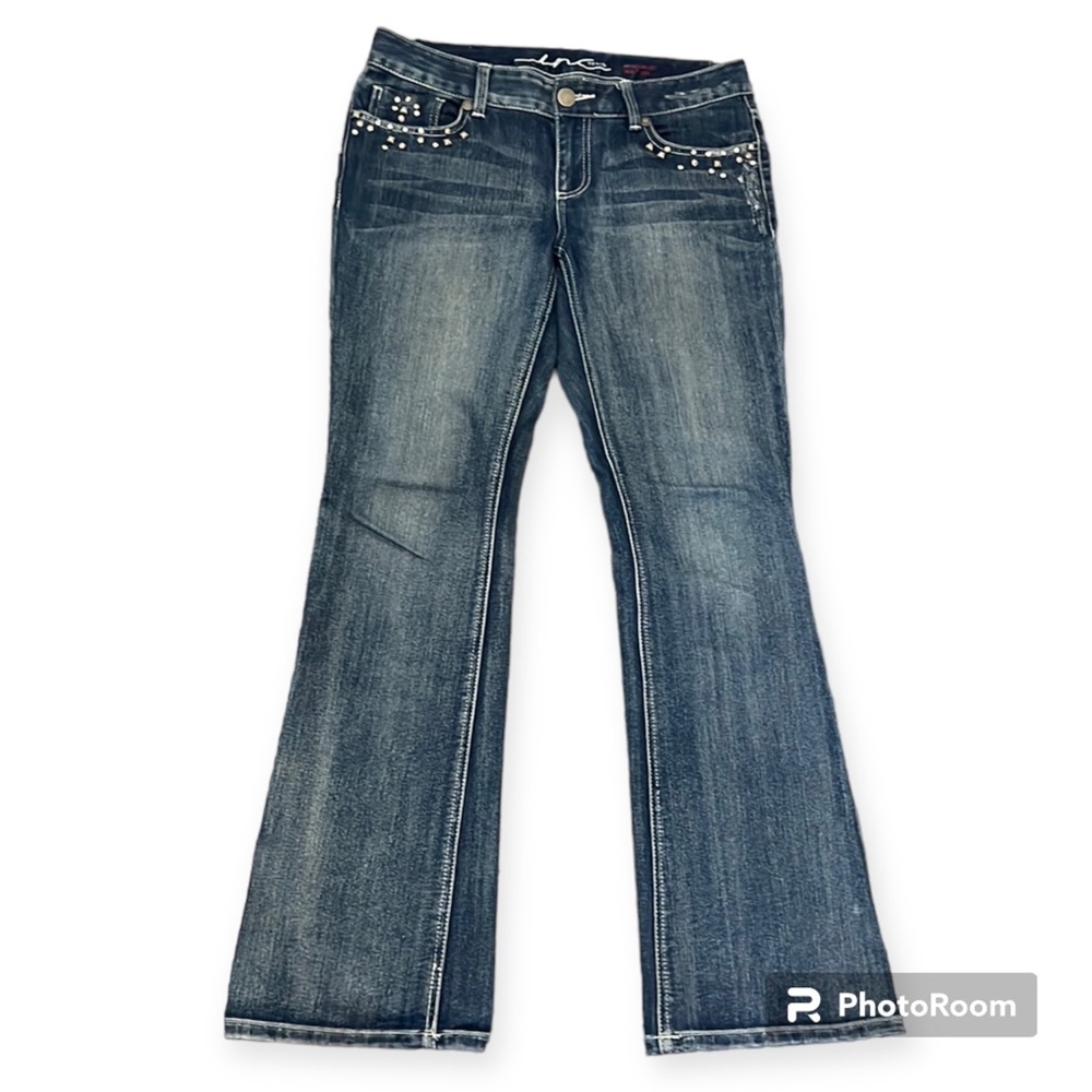 INC international bootcut rhinestone studded jeans